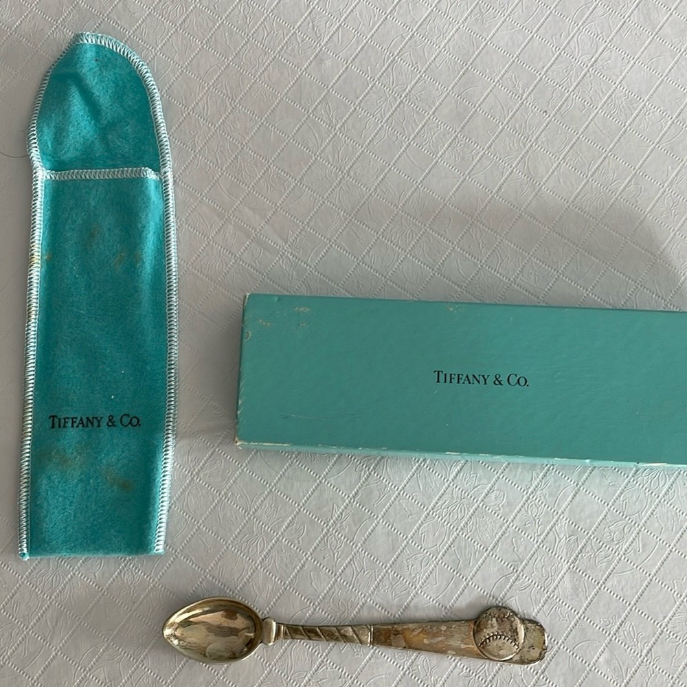 Vintage Tiffany & Co. 1995 Baby Feeding Spoon Baseball Sterling Silver